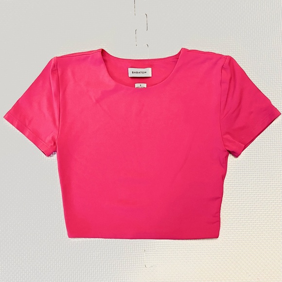 Babaton Contour Crew Cropped T Shirt Hot Pink Size S - Picture 2 of 9
